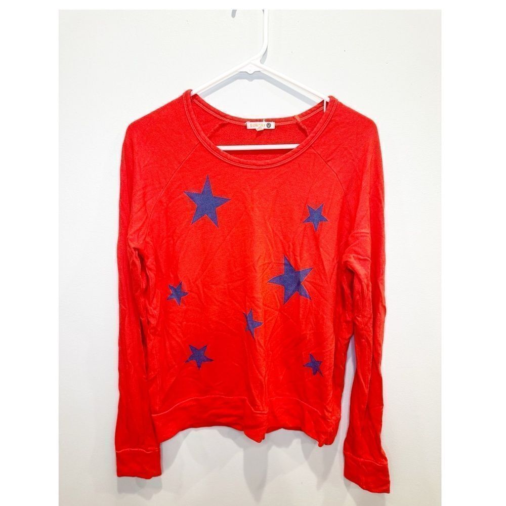 Sundry red and blue star pullover crewneck sweatshirt